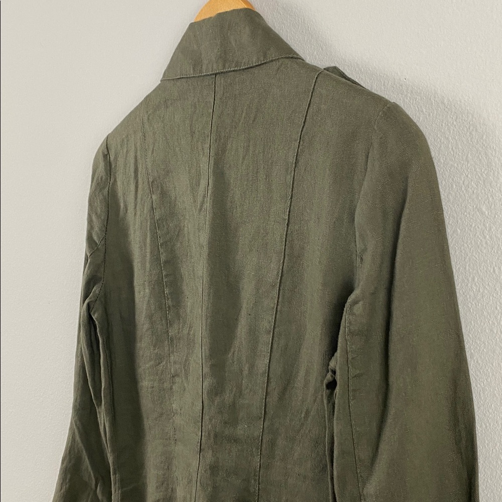 Bisou Bisou Michele Bohbot Linen Blazer Jacket | Olive - Picture 9 of 14